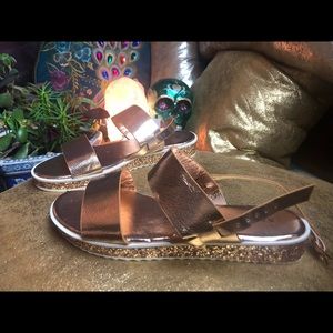 Rose gold/glitter Wedge Flats